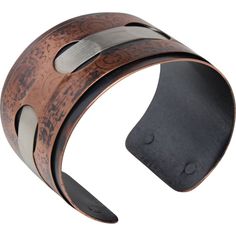 Mixed Metal Argentium Silver and Copper Cuff Bracelet Bracelets Fusion Style Cuff Bracelet Gift, Luxury Wide Band Cuff Bracelet As Gift, Luxury Wide Band Cuff Bracelet Gift, Luxury Open Band Cuff Bracelet As Gift, Luxury Open Band Cuff Bracelet For Gift, Luxury Adjustable Open Band Cuff Bracelet, Modern Adjustable Cuff Bracelet With Open Band, Artisan Adjustable Round Cuff Bracelet, Unique Brown Cuff Bracelet