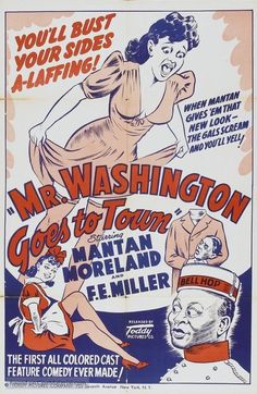 an old movie poster for the film mr washington goes to town, featuring two women and a man