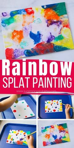 rainbow splat painting is an easy art project for kids