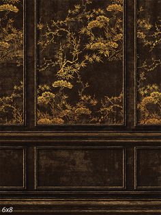 Golden Oriental Elegance Photography Backdrop - Luxurious dark photography backdrop with intricate gold oriental patterns and rich wood paneling. Dark Gold Background, Gatsby Backdrop, Elegance Photography, Photographer Backdrop, Wood Paneling Makeover, Antique Bookshelf, Wood Etching, Paneling Makeover, Japanese Luxury