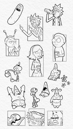 the simpsons characters are drawn in black and white