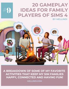 an advertisement for the game, featuring people sitting around a campfire and talking to each other