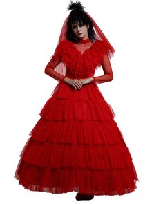 PRICES MAY VARY. PackageWomen's Costume Cosplay gothic Wedding Dress Includs: Dress, veil Materials: Satin and mesh fabrics The waist is adjustable from the back design. The oversized hem is full of layers. Perfect for cosplay shows, comic cons, Halloween, theme parties, stage performances and more. Red Wedding Dress Cosplay Costume Halloween with Veil Made of high quality satin and mesh fabrics, will last long for multiple wears. The waist is adjustable from the back design. The oversized hem i Lydia Deetz Red Dress, Lydia Deetz Wedding Dress, Lydia Deetz Wedding, Lydia Deetz Costume, Rocker Costume, Beetlejuice Lydia, Wedding Dress Costume, Easter Dresses For Toddlers, Wedding Dress Plus Size