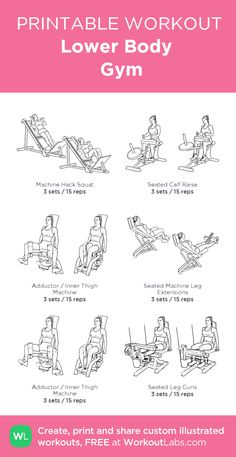 the printable workout guide for lower body gym