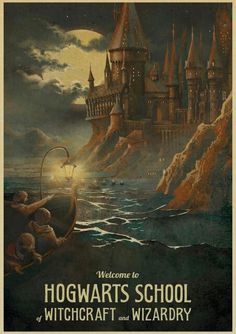 a book cover with an image of hogwart's school on the front and back