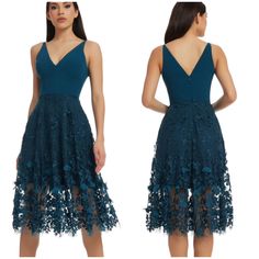 Dress The Population Nwt Darleen V-Neck Embroidered Mesh Cocktail Dress Size Xl Msrp $278 Peacock Blue Look Feminine Yet Edgy In This Form-Fitting Black Dress. Beautiful Sheer Fabric Knee-Length Skirt With Floral Details Over A Mini Black Dress. With A Deep V-Neck And Slender Straps, This Dress Is Perfect For Spring And Summer Events. A Floral-Embroidered Mesh Skirt Floats Over The Minidress Base Layer Of This Alluring Midi That Can Easily Dance The Night Away. Hidden Back-Zip Closure Deep V-Nec Black Mermaid Gown, Form Fitting Black Dress, Mesh Cocktail Dress, Blue Cocktail Dress, Mesh Skirt, Dress The Population, Black Wedding Dresses, Summer Events, Peacock Blue