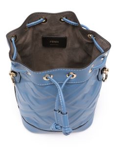 cerulean blue calf leather smooth grain all-over FF embossed motif metal eyelet detailing logo charm top drawstring fastening adjustable detachable shoulder strap single detachable top handle main compartment logo stamp to the front internal logo patch suede lining bucket body gold-tone hardware This piece comes complete with a protective dust bag. This item is in size UNI and the color is Blue Blue Calf Leather Shoulder Bag With Detachable Strap, Blue Calf Leather Bag With Gold-tone Hardware, Blue Calf Leather Bag With Detachable Strap, Designer Blue Bucket Bag With Dust Bag, Blue Luxury Pouch Bucket Bag, Luxury Blue Pouch Bucket Bag, Luxury Blue Bucket Bag With Adjustable Strap, Luxury Blue Bucket Bag With Gold-tone Hardware, Designer Blue Bucket Bag For Travel