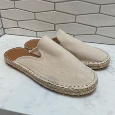 Nwot Slip On Canvas Espadrilles From Splendid. The Only Imperfection Is Residue From The Price Tag. Size 7 Color: Cream Casual Slip-on Mules With Woven Sole, Casual Beige Slip-on Sandals, Summer Natural Color Slip-ons, Beige Round Toe Slip-ons For Beach, Casual Summer Mules With Rubber Sole, Casual Beige Slip-on Mules, White Mules With Rubber Sole For Beach, Beach Slip-ons With Textured Footbed And Closed Toe, Casual Closed Toe Mules With Woven Sole