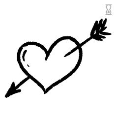 a heart with an arrow drawn on it