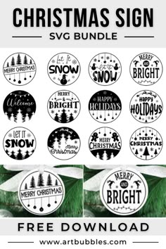 christmas sign svg bundle with free printables