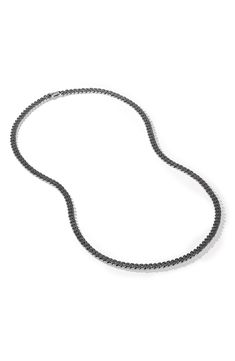 Sturdy curb-chain links are illuminated by pavé black diamonds on this handsome sterling silver necklace. Fold-over clasp Total black-diamond weight: 1.55ct. Sterling silver/black diamond Imported >Diamond Guide David Yurman Mens, Curb Chain Necklace, Diamond Guide, Total Black, Chain Links, Black Diamonds, Curb Chain, David Yurman, Sterling Silver Necklace