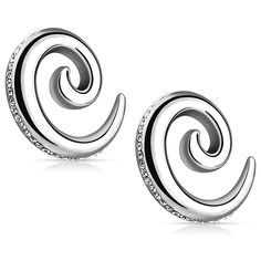 PRICES MAY VARY. STYLE: CZ Crystal Paved Spiral Taper Plugs MATERIAL: 316L surgical steel and cubic zirconia crystals SIZES AVAILABLE: from 8GA (3mm) to 0GA (8mm) SOLD AS A PAIR Spiral Septum Piercing, Spiral Septum, Dermal Piercing Jewelry, Owl Earrings Studs, Jewelry Board, Dermal Piercing, Cute Piercings, Jewelry Tattoo, Body Jewelry Piercing