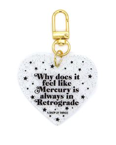 Mercury Always In Retrograde Charm Keychain – Strange Ways Keychain Ring, Artist Gifts, Charm Keychain, Halloween Boo, Unisex Jewelry, Ring Style, A Circle, Zipper Pulls, Trendy Accessories