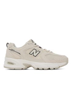 New Balance: Beige 530 Sneakers | SSENSE New Balance Sporty Beige Sneakers, Sporty Beige New Balance Sneakers, New Balance Beige Sneakers With Rubber Sole, Classic Cream Sneakers For Streetwear, Sporty Beige Sneakers With Perforations, Beige Sporty Sneakers With Perforations, Classic Cream Sneakers For Sports, Classic Cream Sneakers With Cushioned Footbed, Casual Beige New Balance Sneakers