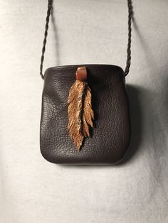 One of a kind hand sculpted leather feather neck pouch, Medicine Bag, Crystal sack pouch, Keepsake, Special Pouch, Shirlbcreationstoo Unique Handmade Necklaces For Everyday Use, Unique Handmade Necklace For Everyday Use, Handmade Leather Necklaces For Festivals, Handmade Leather Festival Necklaces, Handmade Leather Necklace For Festivals, Handmade Brown Jewelry For Everyday Use, Bohemian Leather Necklaces For Everyday, Traditional Leather Jewelry For Gifts, Brown Leather Necklace For Gifts