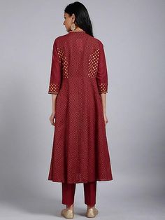 Red Gold Kali Dress By The Neem Tree now available at Trendroots Kali Dress, Red Princess, Princess Line, Open Jacket, Shopping Coupons, Cotton Kurta, Summer Savings, Xl Dress, Red Gold