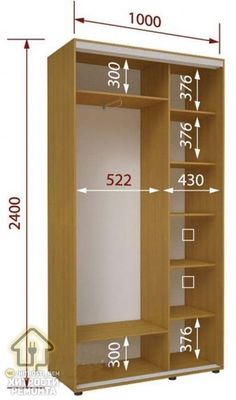 an image of a closet with measurements for the doors and drawers on it's sides