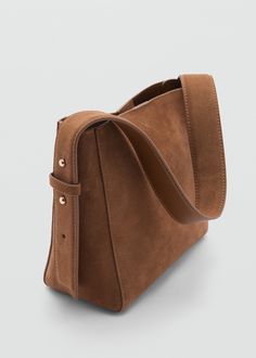 Suede shoulder bag - Woman | MANGO USA Mango Handbags, Best Work Bag, Mango Bags, Suede Tote Bag, Tan Belt, Fall Bags, Suede Purse, Suede Handbags, Brown Leather Shoulder Bag