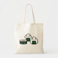 Sushi Set Tote Bag #sushi #onigiri #salmon #riceball #kawaii #ToteBag Onigiri Salmon, Sushi Onigiri, Cloth Painting, Sushi Set, Pop Up Market, Crochet Plant, Rice Balls, Tote Bags Handmade