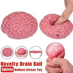 the brain toy is being held up by someone's hand, with instructions on how to use it