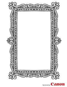 a black and white drawing of an ornate frame