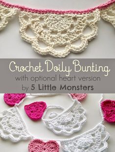 crochet doily bunting with additional heart version by 5 little monsters