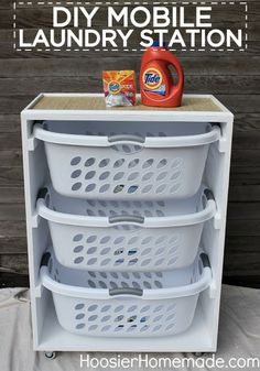 the laundry station is organized and ready to be used