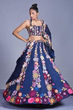 Ink blue kalidar lehenga with all-over floral motif applique work enhanced with beads, cutdana and French knots . Comes with embroidered blouse and dupatta.
Components:3
Embroidered
Neckline:Square
Sleeve Length:Sleeveless
Fabric:Organza
Color:Blue
Multi noodle straps
Kalidar lehenga - Aza Fashions Aza Fashion Outfits, Aza Fashion Outfits 2020, Lakme Fashion Week 2020, Blue Organza, Organza Lehenga, Lakme Fashion Week, Embroidered Neckline, Indian Wedding Dress, Wedding Outfits