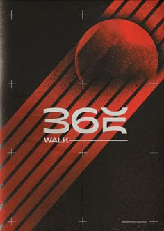 an advertisement for the 80's walk shows a red ball on a black background