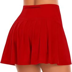 Werena Pleated Tennis Skirt New With Tags Size Xxl Red Tennis Skirts, Fitted Red Tennis Skirt With Lining, Stretch Red Lined Tennis Skirt, Red Pleated Short Tennis Skirt, Red Tennis Skirt, Asymmetrical Maxi Skirt, Black Flare Skirt, Black Floral Skirt, Red Pencil Skirt