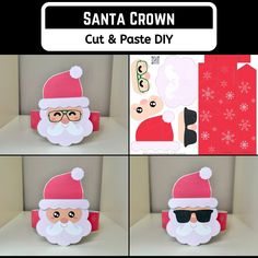 santa's face cut and paste diy with instructions for cutting out the paper