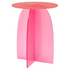 a pink table with an orange top