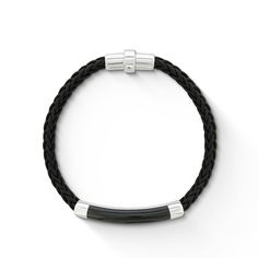 770587 - Sterling Silver - Effy Cord Bracelet Modern Black Enamel Bangle Bracelet, Adjustable Black Enamel Modern Bracelets, Modern Adjustable Black Enamel Bracelets, Elegant Black Leather Bracelet With Jubilee Design, Elegant Black Leather Jubilee Bracelet, Elegant Black Braided Bracelet For Formal Occasions, Modern Adjustable Black Sterling Silver Bracelet, Luxury Black Bracelets For Everyday, Modern Adjustable Onyx Bracelet