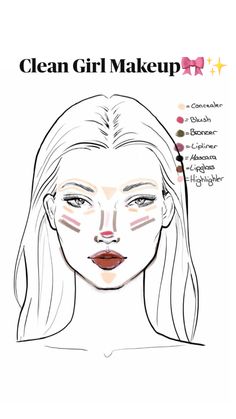 Make Up Step For Beginners, Makeup Looks Step By Step Easy, Clean Girl Makeup Step By Step, Clean Girl Makeup Tutorial Drawing, Makeup Challenge Ideas Fun, Clean Make Up Tutorial, Makeup Routine For 13-14, Makeup For 11-12 Year