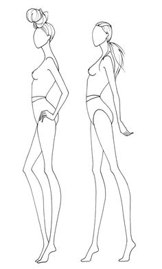 a line drawing of three women in different poses