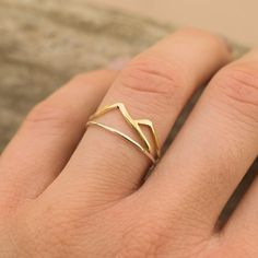 Mountain Ring Ring Set Mixed Metal Ring Two Tone Ring - Etsy Dainty Silver Brass Rings, Silver Dainty Brass Rings, Silver Brass Stackable Rings For Promise, Silver Brass Open Ring Stackable Rings, Mixed Metal Ring, Two Tone Ring, Mountain Ring, Mixed Metal Rings, Sterling Silver Stacking Rings