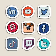 various social media icons stickers