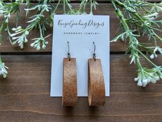 Cork Earrings, Loop Earrings, Leather Earrings, Favorite Things Gift, Jewelry Ideas, Custom Orders, Jewelry Earrings Dangle, Cork, Brown Leather