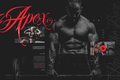 an ad for the crossfit brand with a man's chest and arms