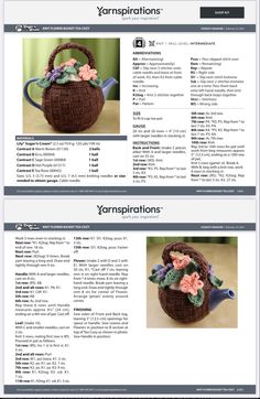 the instructions for crocheted flower pots