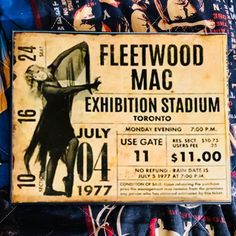 an old concert ticket for the fleetwood mac exhibition stadium