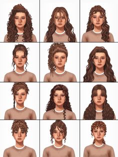 many different images of the same woman's face in various poses and hair styles