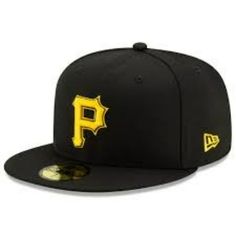 the pittsburgh pirates new era 59fifty fitted hat is shown in black and yellow