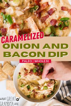 If you are looking for a new great dip for your next party, Caramelized Onion and Bacon Dip is it! It's a unique twist on traditional onion dip that features sweet, cooked onions and salty bacon. Each bite is a treat, and you'll find that it's hard to stop eating it. Caramelized onion and bacon dip is paleo, whole30, and keto friendly.