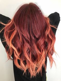 Icy Red Hair, Red To Copper Balayage, Sunburst Hair Color, Red To Copper Hair, Copper And Red Hair, Red And Copper Hair, Copper Hair Balayage, Copper Hair Ombre, Red Copper Balayage