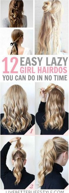 Weekday Hairstyles, Easy Hairdo, Lazy Day Hairstyles, Fun Hairstyles, Girl Hairdos, Hairstyle Curly, Super Easy Hairstyles, Lazy Hairstyles, Easy Hairdos