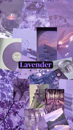 a collage of photos with the words lavender on it and images of trees, flowers, and other things