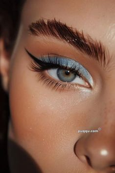 Sky Blue Dress Makeup, Sky Blue Eye Makeup, Sky Blue Makeup, Galaxy Makeup, Face Charts, Make Up Tutorials