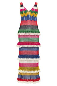 a multicolored dress with ruffles on the bottom