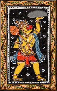 Mahabali Hanuman, Gond Painting, Black Canvas Paintings, Lord Hanuman Wallpapers, Temple Art, Mandala Art Lesson